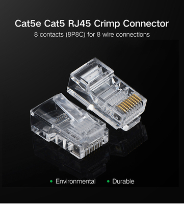 Solid Wire CAT 5e RJ45 Connector 8P8C Unshielded For Network Communication
