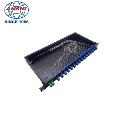 2 x 16 PLC Fiber Splitter with SC/UPC Connector 1U 19" Rack Mount for Singlemode Fiber Optic Networks
