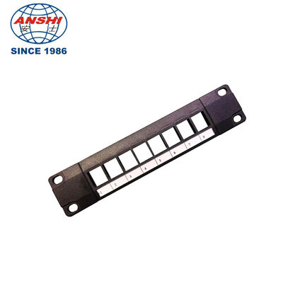 8 Port Unloaded Modular Patch Panel with CAT6A Compatibility for RJ45 Connections