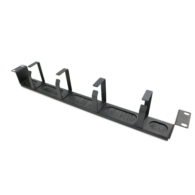 Czarny panel szczotkowy z całego metalu 1U Zarządzanie kablami XL-4020-3L-E 19 cali 4 pierścienie do organizowania kabli