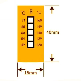 Nieodwracalne 49-71 °C 120-160°F 5 Poziom temperatury Wysokie temperatury Etykiety wrażliwe