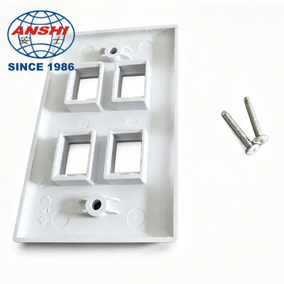 ANSHI 120 Type US Standard Wall Mount Face Plate, 4 Port RJ45 RJ11 Telecommunications Product